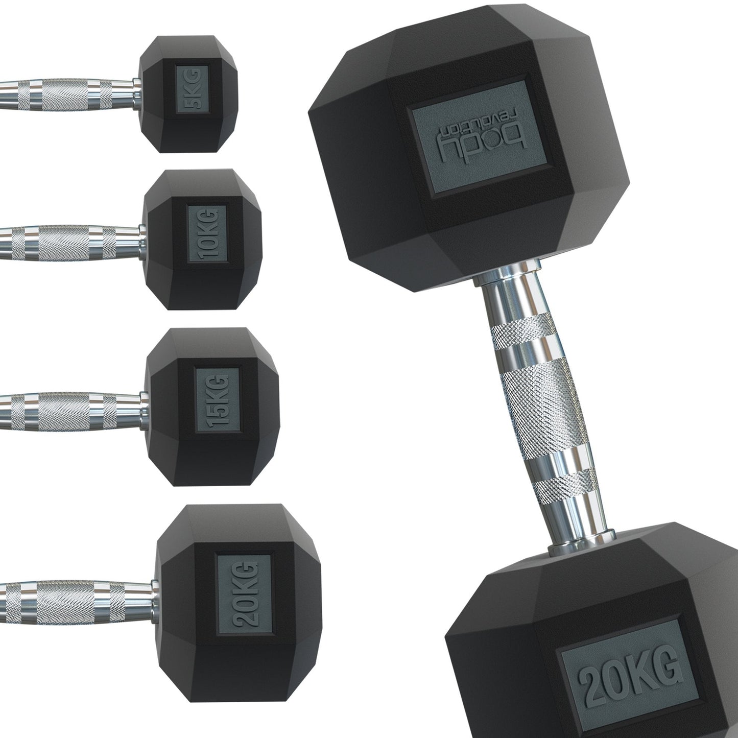 Body Revolution Hex Dumbbells 1 kg - 40 kg Pairs