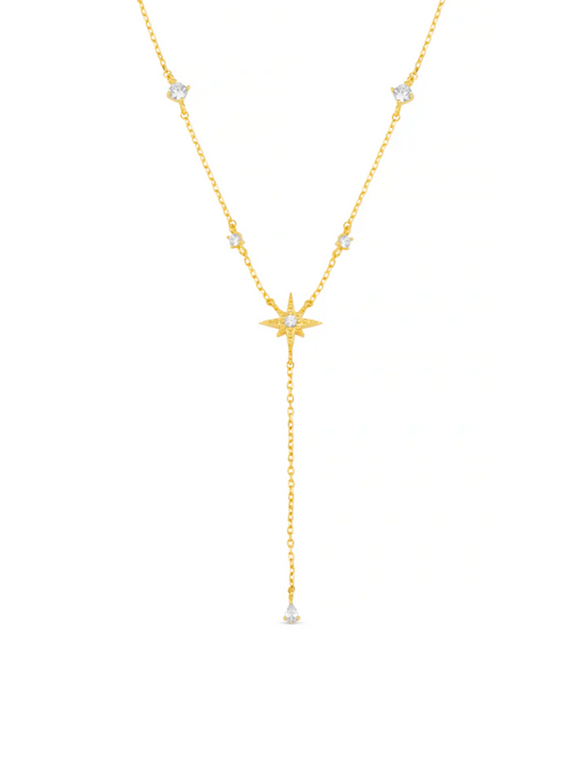 Orelia Crystal & Starburst Fine Lariat Necklace