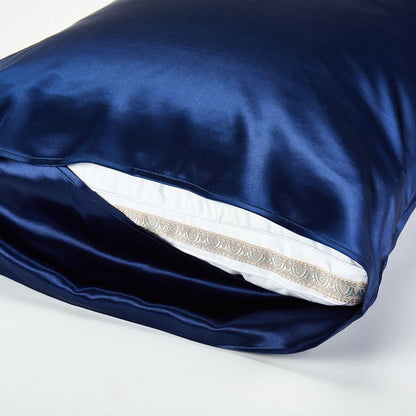 Navy Pure Mulberry Silk Pillowcase | Standard, Queen & King | 22 Momme | Float Collection