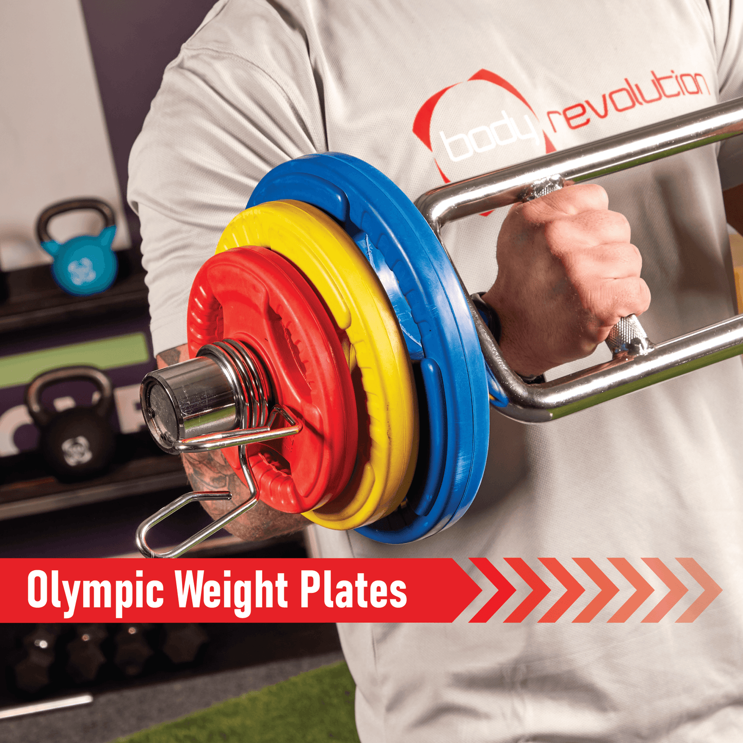 Olympic Tri-Grip Rubber Weight Plates - Colour Pairs & Sets