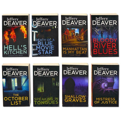 Jeffery Deaver Collection 8 Books Set Mistress of Justice, Bloody River Blues, Shallow Graves