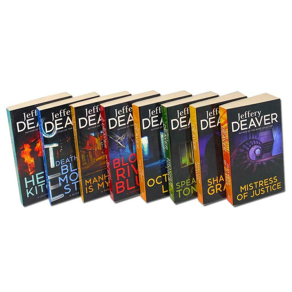 Jeffery Deaver Collection 8 Books Set Mistress of Justice, Bloody River Blues, Shallow Graves