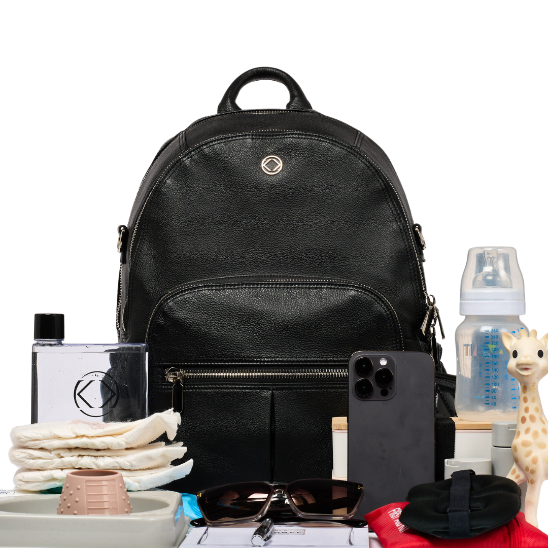 Joy XL DBL ZIP  Black Leather Backpack