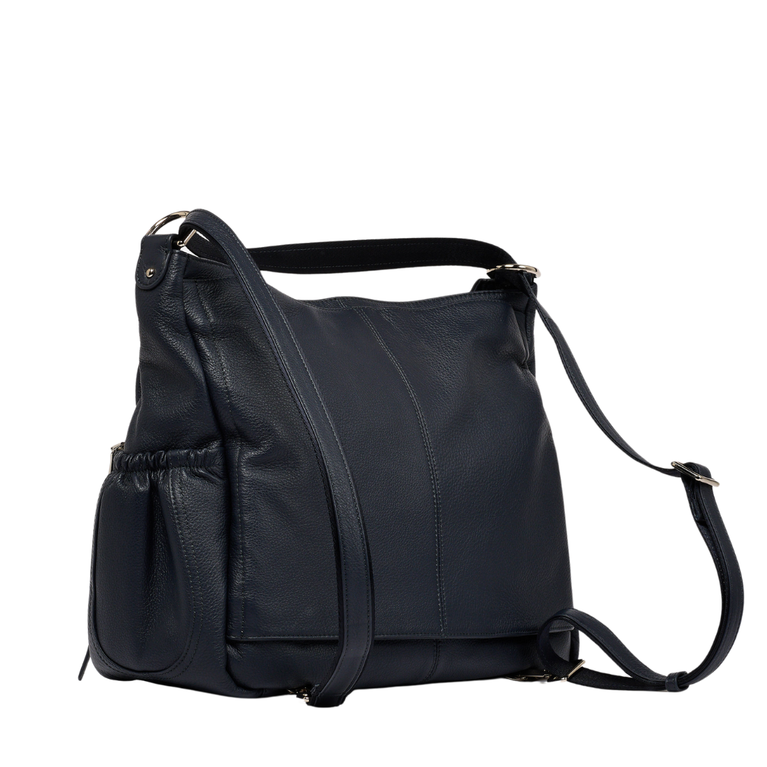 Lennox Navy Leather Handbag . Crossover Leather Bag That turns into a Leather Backpack 