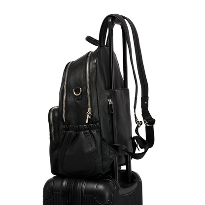 Joy XL DBL ZIP  Black Leather Backpack