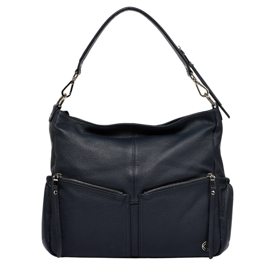 Lennox Navy Leather Handbag . Crossover Leather Bag That turns into a Leather Backpack 