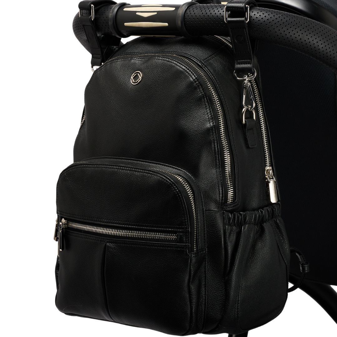 Joy XL DBL ZIP  Black Leather Backpack