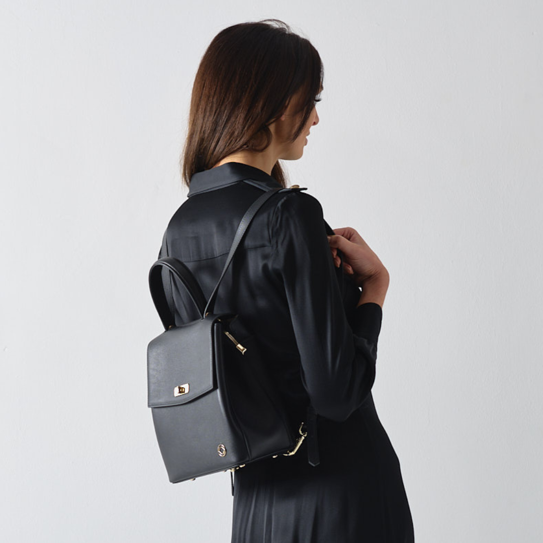 Florence Small Black Leather Backpack - Pre-Order Feb Delivery