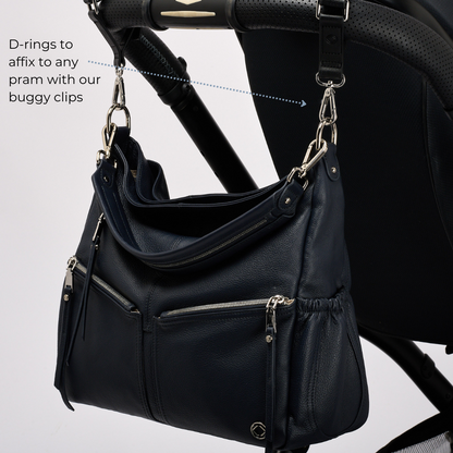 Lennox Navy Leather Handbag . Crossover Leather Bag That turns into a Leather Backpack 