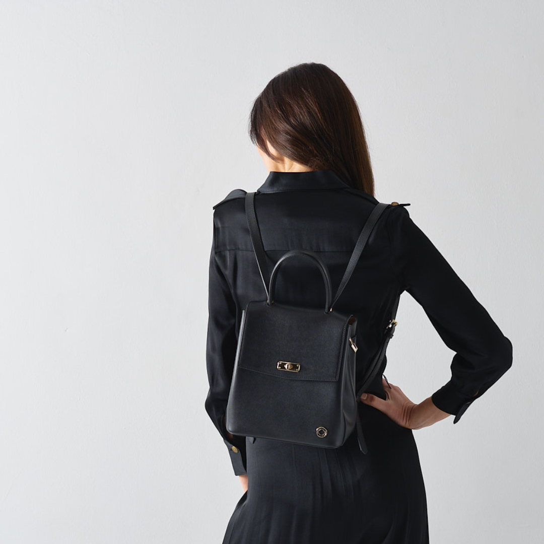 Florence Small Black Leather Backpack - Pre-Order Feb Delivery