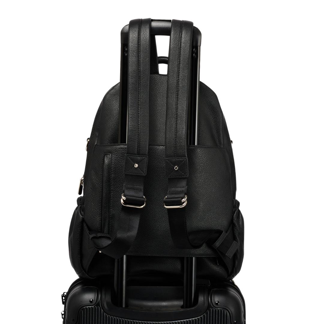 Joy XL DBL ZIP  Black Leather Backpack