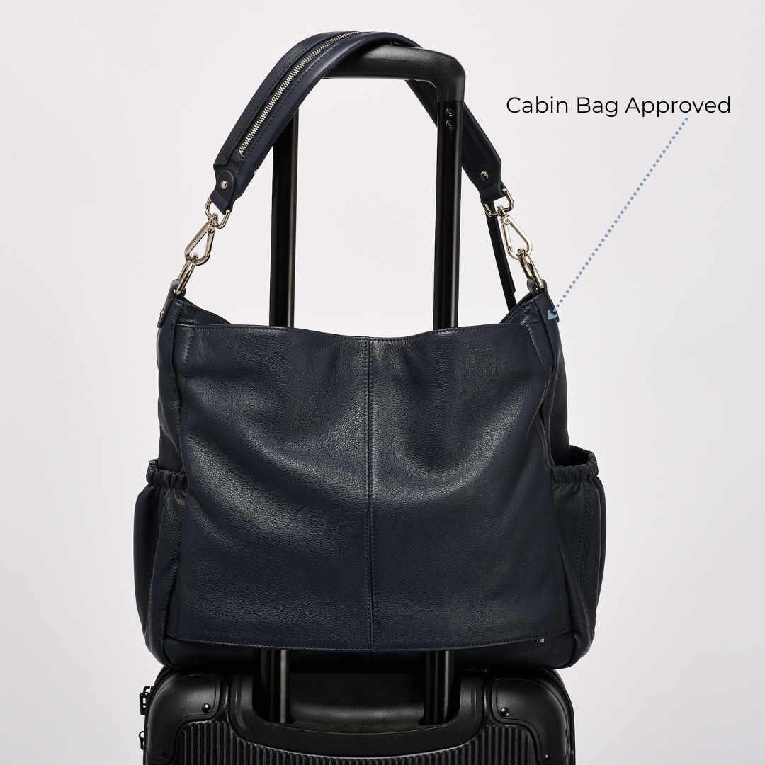 Lennox Navy Leather Handbag . Crossover Leather Bag That turns into a Leather Backpack 