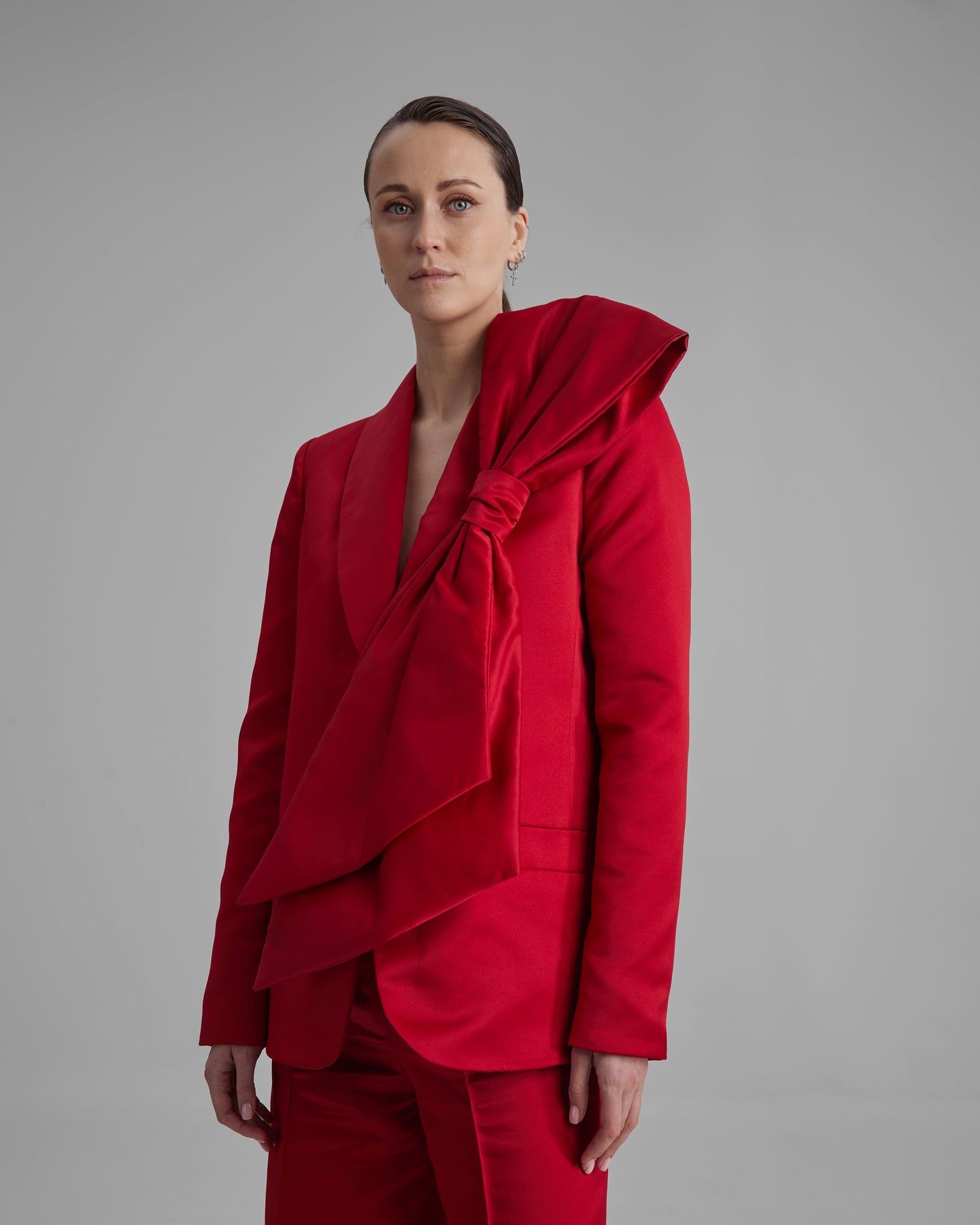 HOPE JACKET + SIDE BOW | oversized blazer in red