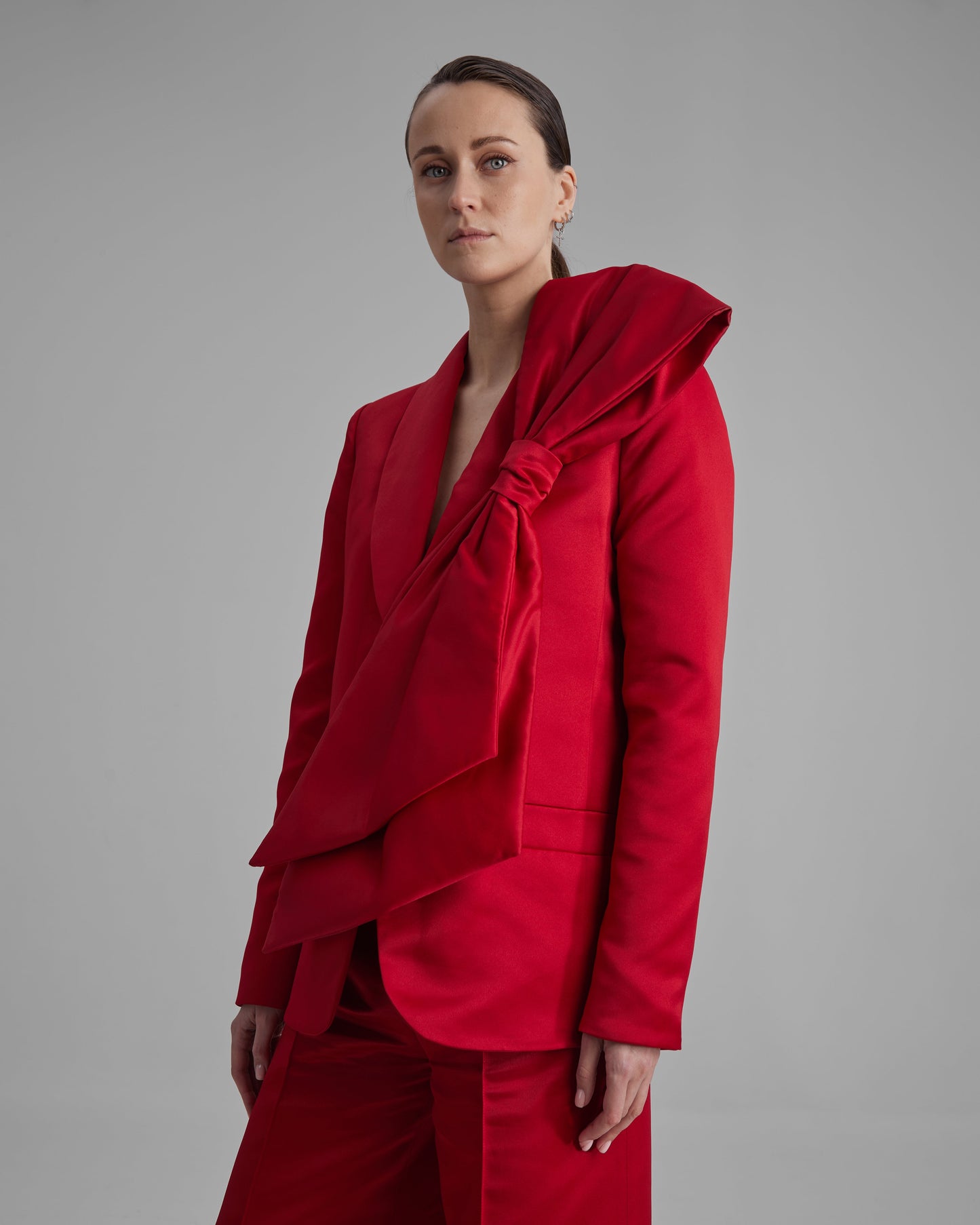 HOPE JACKET + SIDE BOW | oversized blazer in red